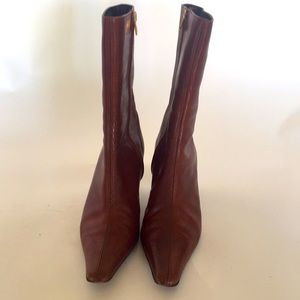 Brown embossed leather boots